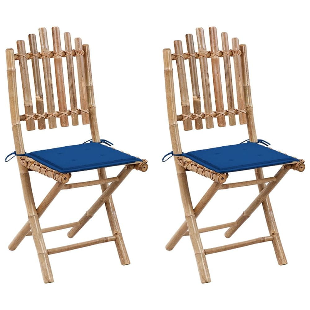 Vidaxl Skladacie záhradné stoličky s podložkami 2 ks bambus